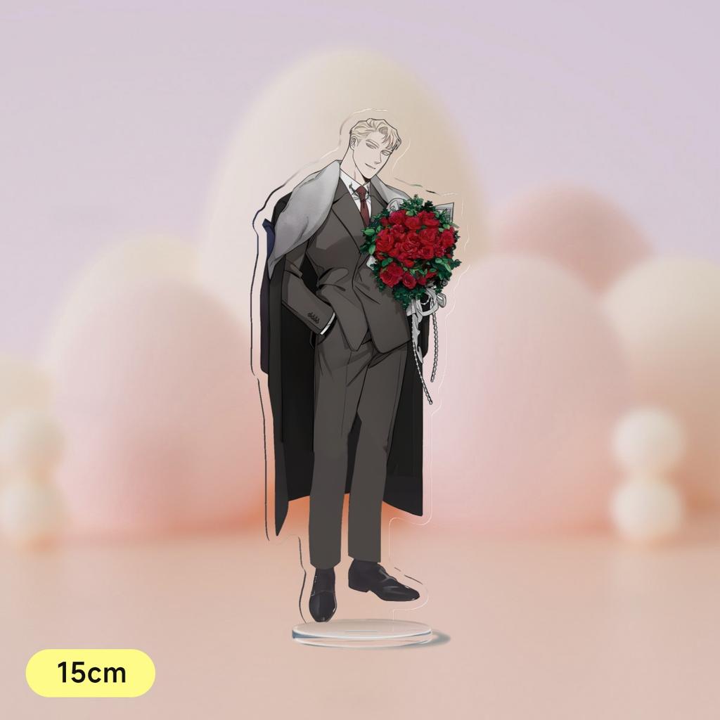 Korean Anime Champagne and Roses Acrylic Stand Cartoon Figures Zheng Yiyuan Standing Desktop Collection For Students Prize 15CM