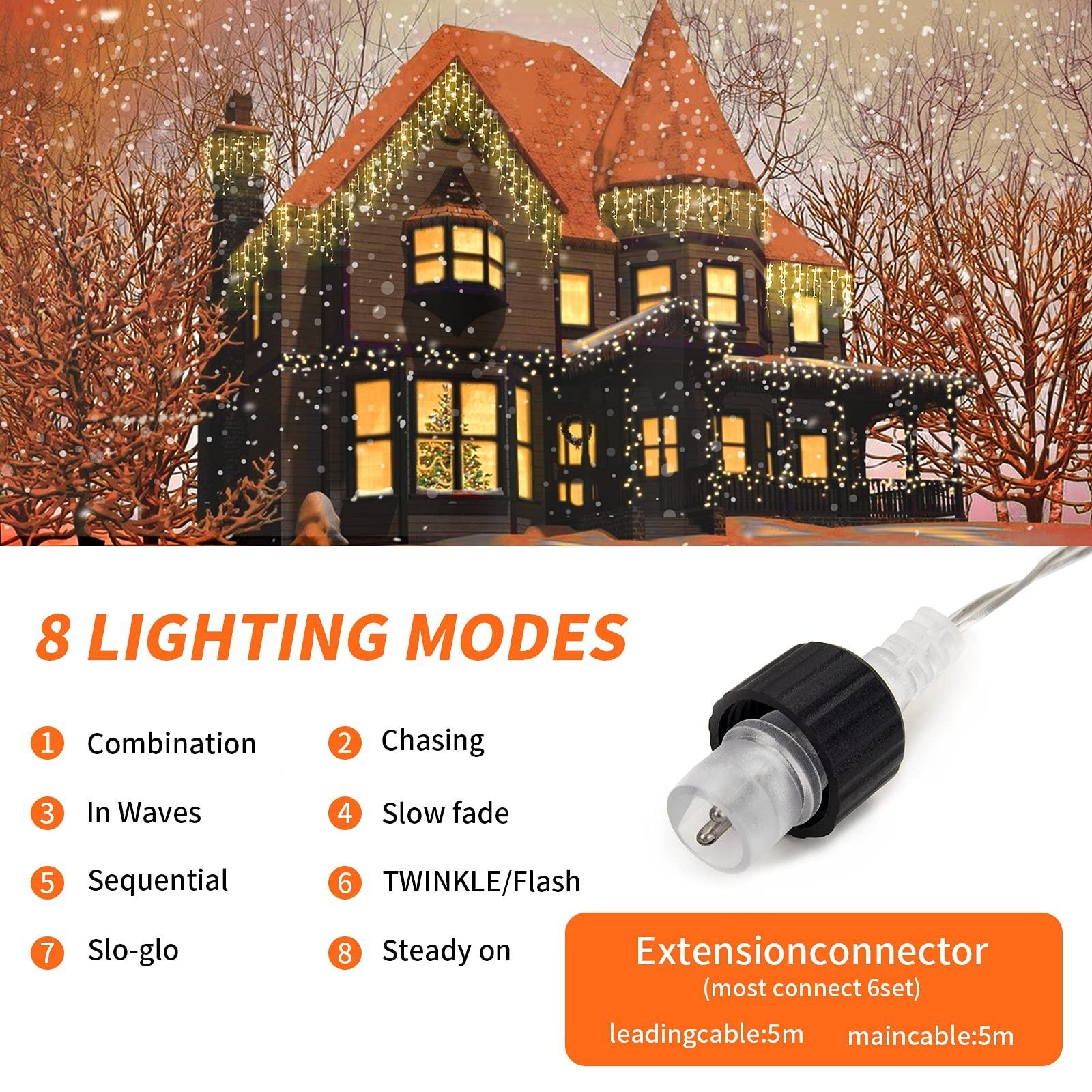 

Outdoor Waterproof Curtain String Lights 5 Meters 168 LED Bulbs Suitable for Garden Patio Balcony Decoration and Events One Size білий