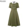 ZANZEA Womens Summer Casual Elegant Short Sleeve Dress