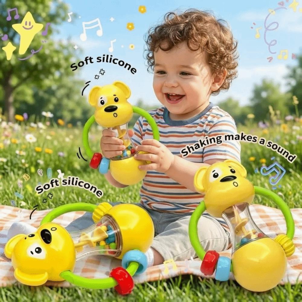 Bear Bell Ball Rattle Soft Sensory Toy Sensory Development Hand-Cranked Bell  Early Education