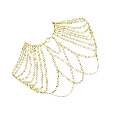 Men's Metal Tassels Shoulder Necklace Handmade Party Body Chain Jewelry Accessory for Nightlife and Festival Wear