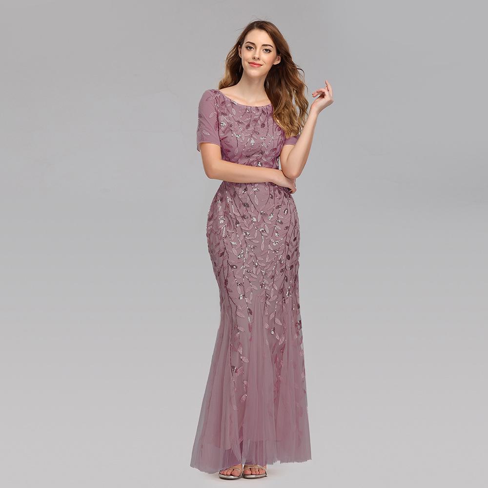 2024 Spring/Summer European-American Slimming Sequin Mesh Fishtail Evening Gown for Women