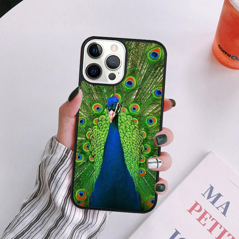Bird Peacock Feather Phone Case For iPhone 17 Air 14 13 12 16Pro Max 15 Plus Max Cover Shell coque