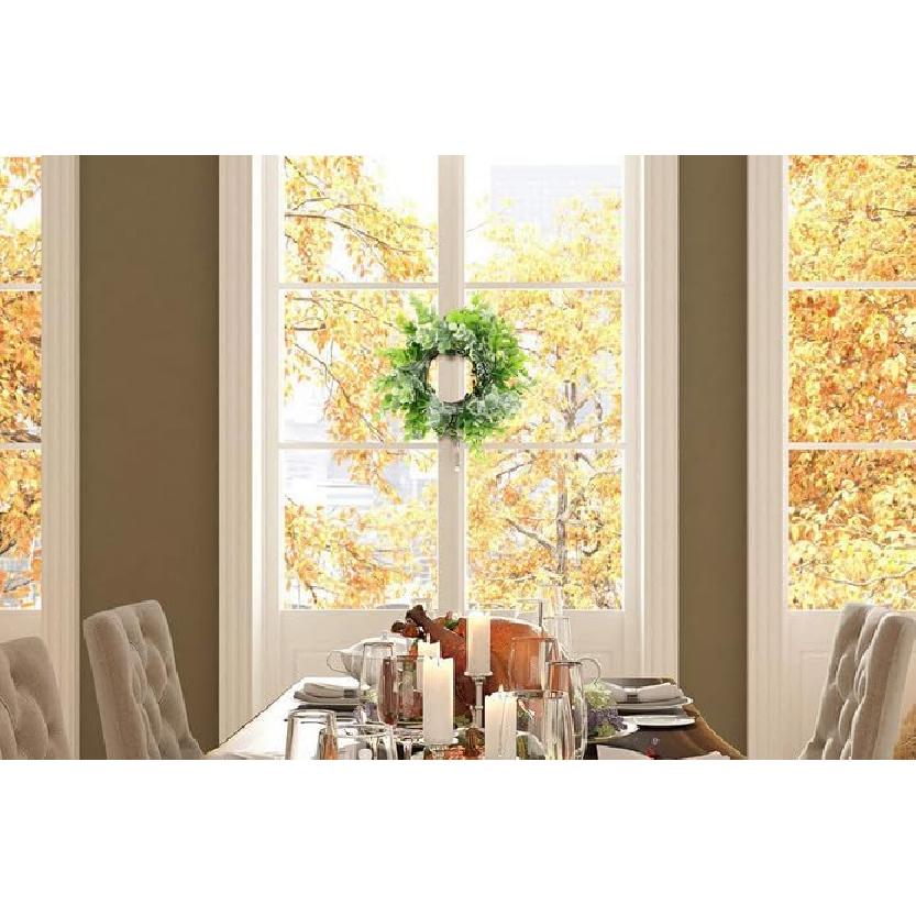 Candle Rings 3" Center Eucalyptus Candle Ring Artificial Mini Wreath Pillar Candle Holder Twig Spring Candle Wreaths for LED Candles Birthday Wedding