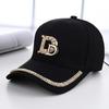 Letter D Rhinestone Baseball Cap, 100% Polyester, Adjustable Toggle Closure, Sun Protection, Casual Novelty Themed Cap