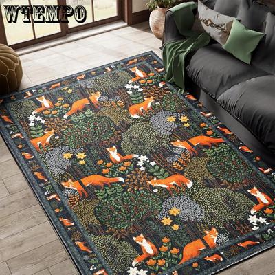 Alfombra de Piso Zorro de la Selva Tropical Alfombra de Dormitorio Fácil de Cuidar Alfombra de Noche