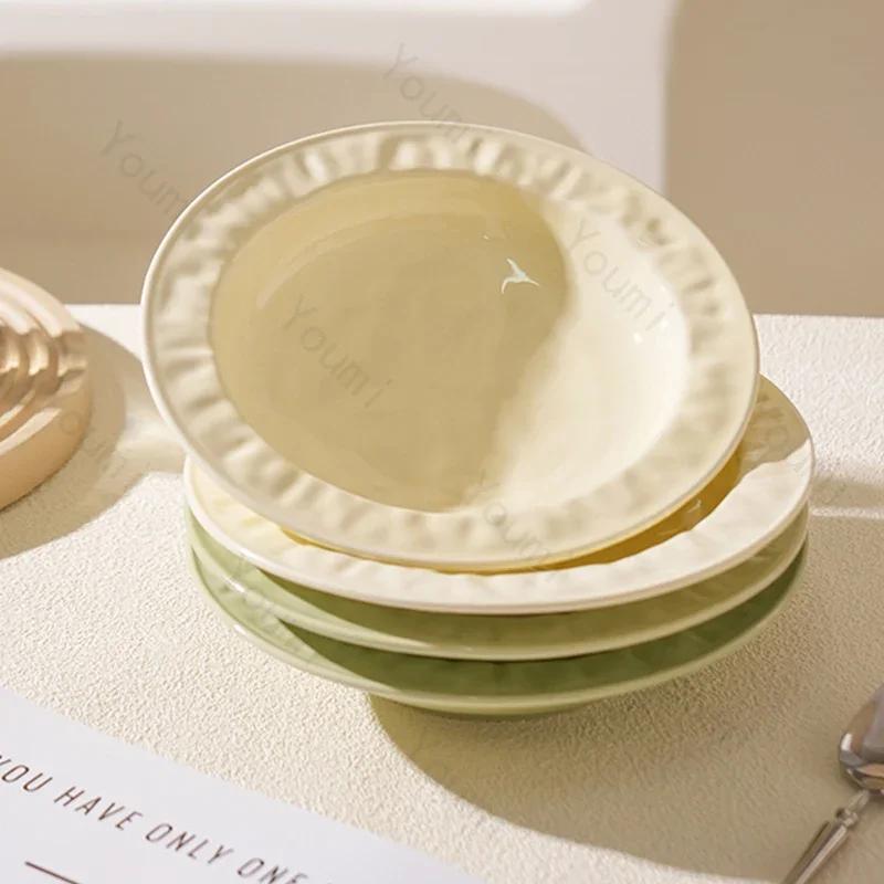 High End Circular Ceramic Plates Luxury Restaurant Salad Dessert Plate Delicious Dishes Pasta Dining Plate Exquisite Tableware