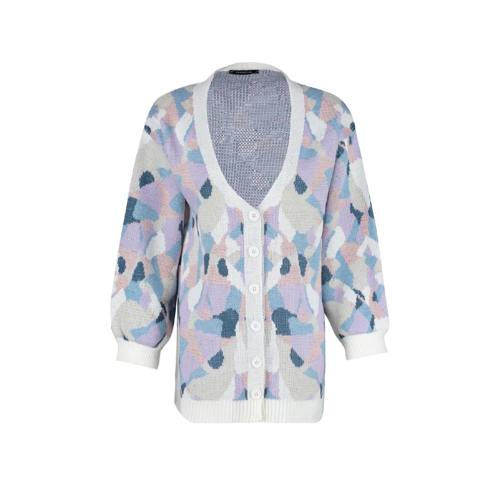 Lila Strickjacke mit V-Ausschnitt Tctaw24th00057