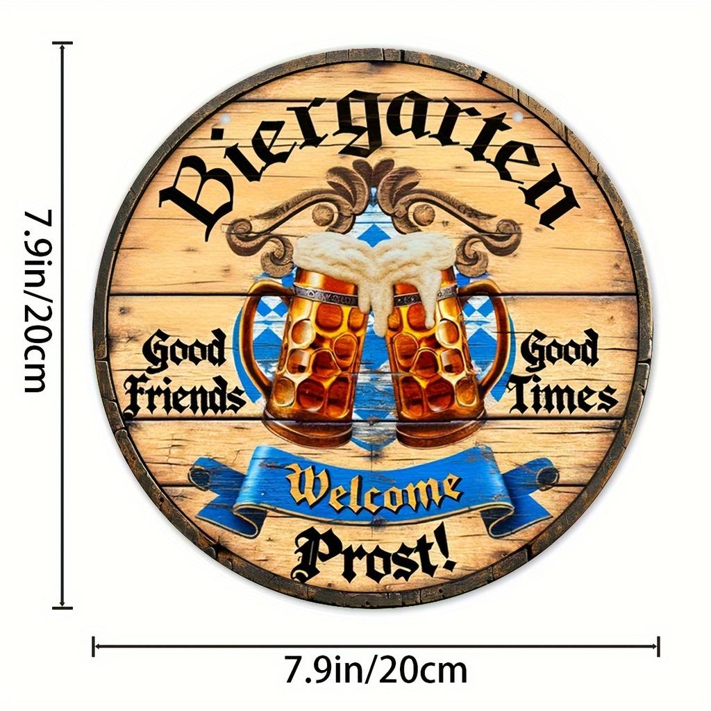 Oktoberfest-Biergartenschild, hölzerne Oktoberfest-Dekoration mit Bierkrügen, „Gute Freunde & Zeiten“, „Willkommen Prost!“ - Perfekt für Zuhause, Garage oder Männerhöhle