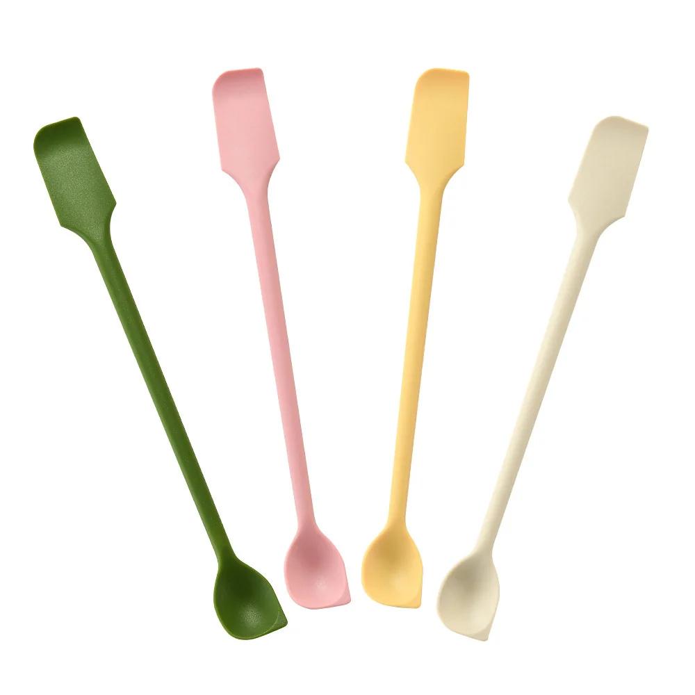 4Pcs Silicone Spatula Heat Resistant Long Handle Dual-Ended Scraper with Spoon Jam Spatulas Kitchen Gadget Kitchen Accessories