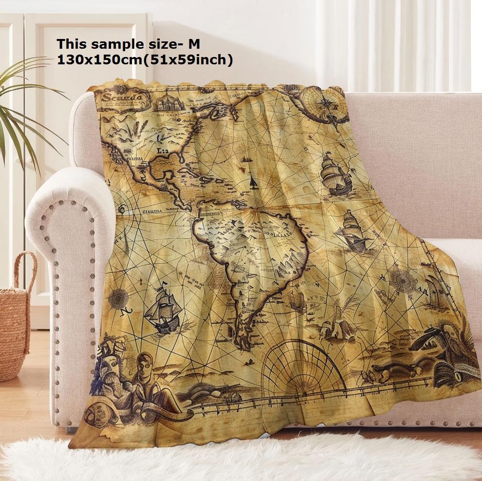 1PC Blanket Marauders Map Vintage Antique map Flannel Thin blankets for Home Office Travel Camping Perfect gifts four season use