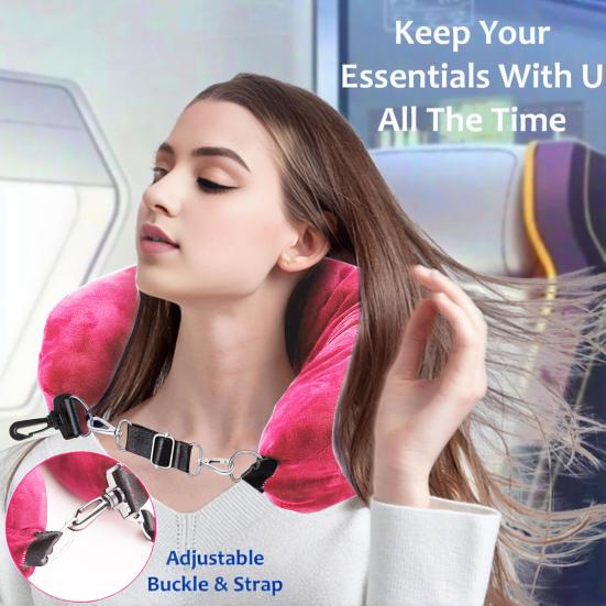 U-shaped Pillow Creative Adjustable Buckle Space Saving Travel Pillowcase Stuffable U-shaped Neck Pillow Case Tube Pillow Travel Accessories