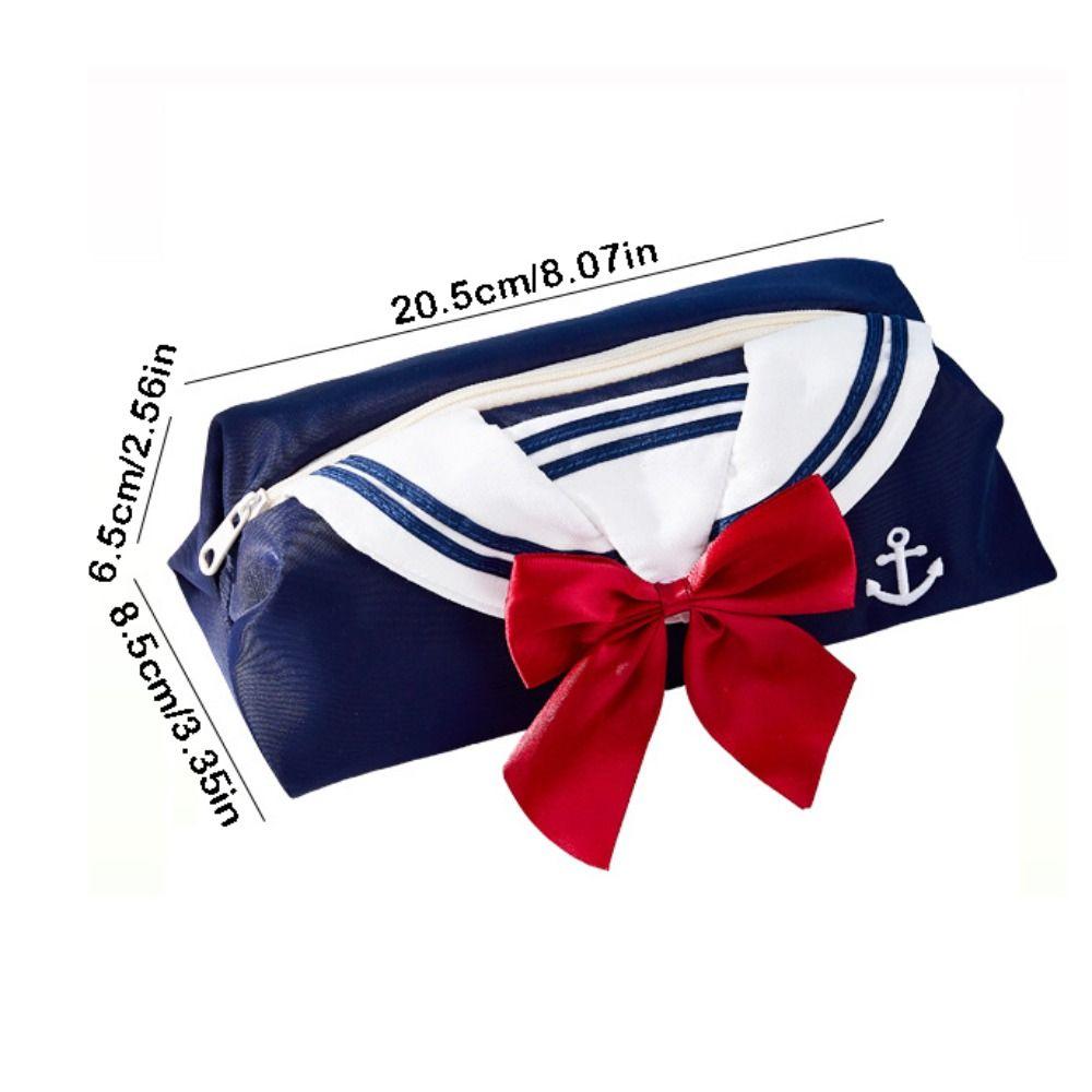 Bow Tie Design Pencil Storage Bag Sweet Zipper Stationery Pouch JK Pencil Case Back To School