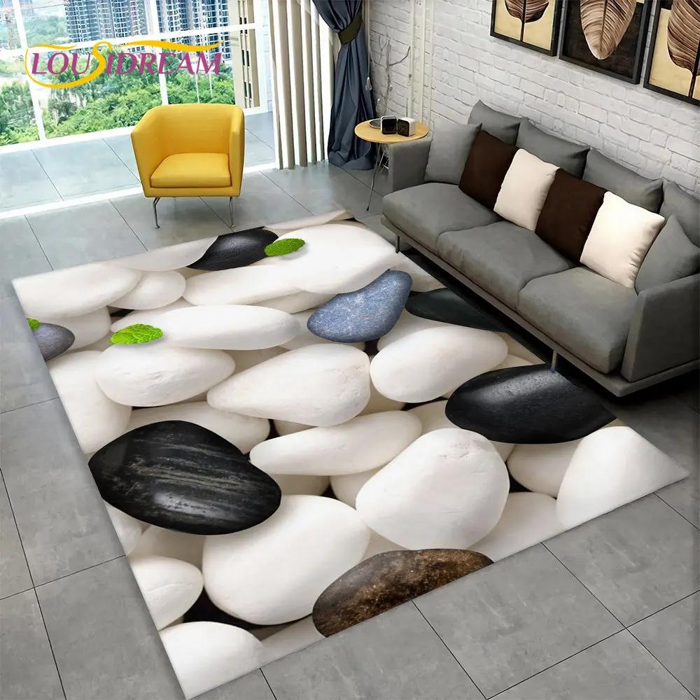 טביעת רגל תלת מימדית אבן חוף שטח שטיח חלוקי נחל, שטיח שטיח לבית סלון חדר שינה ספה שטיח לדלת עיצוב מטבח מחצלת רצפה מונעת החלקה