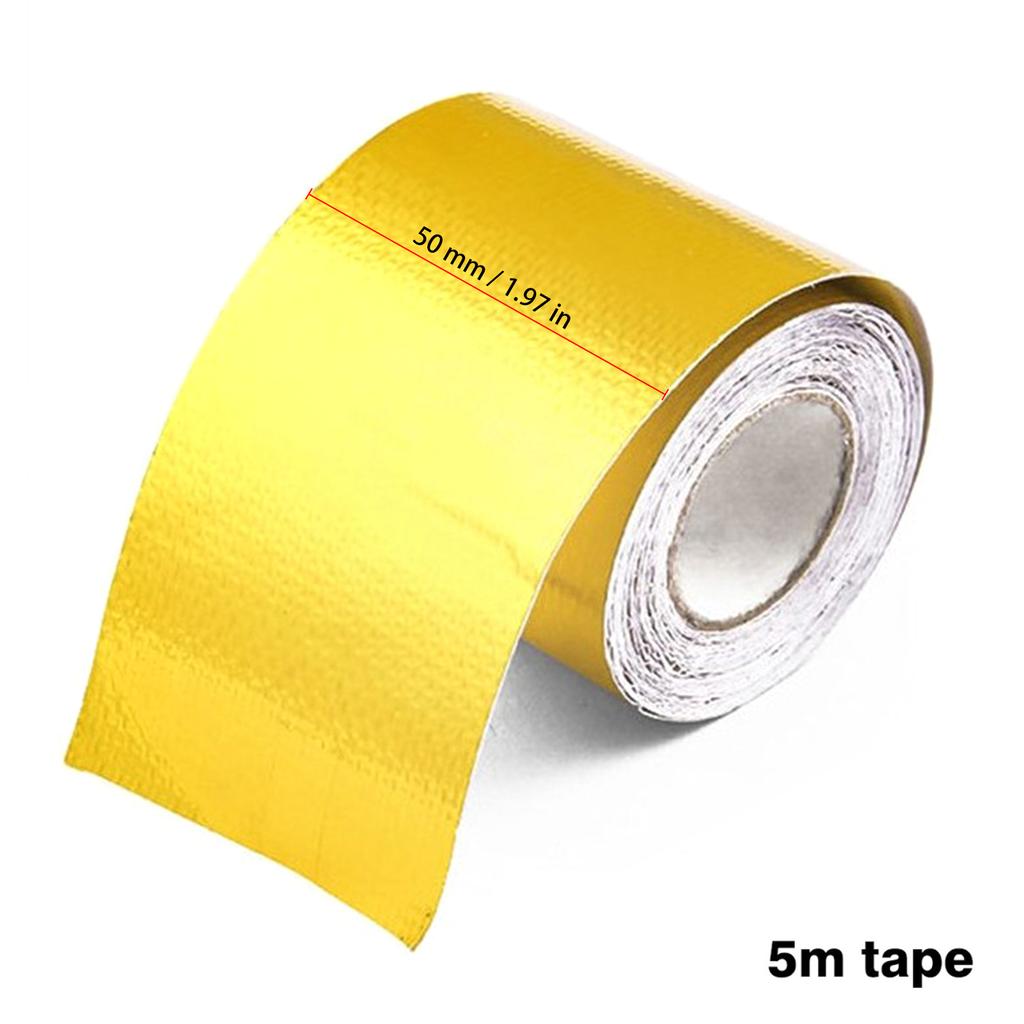 Car Exhaust Pipe Gold Thermal Exhaust Tape Heat-Resistant Golden Aluminum Foil Tape Turbo Heat Exhaust Thermal Wrap Tape