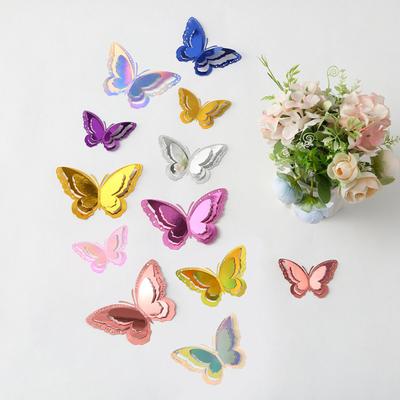 12 Piezas 3 Capas Ala Mariposa Decoración de Pared Extraíble 3D Hueco Mariposa Pegatinas de Pared para Manualidades Hogar Dormitorio Baby Shower Fiesta de Cumpleaños Decoración de Pastel