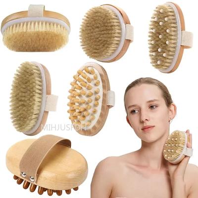 1 In 1 Dry Skin Body Brush Natural Bristle Dead Skin Remover Anti Cellulite Massage Tool For Blood Circulation