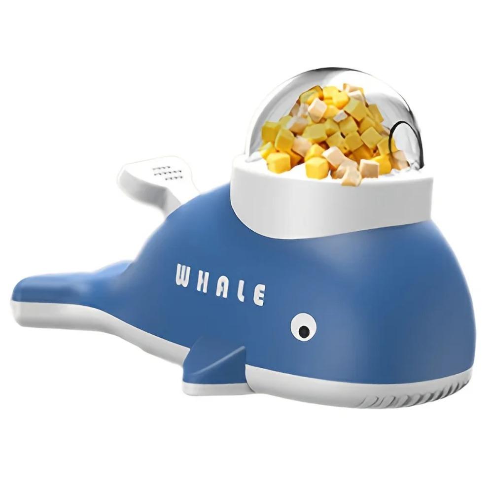 Whale-Shaped Slow Feeder Dog Toy Adjustable Hole Press-Activated Treat Dispensing Dog Toys Anti-slip Base Transparent Window