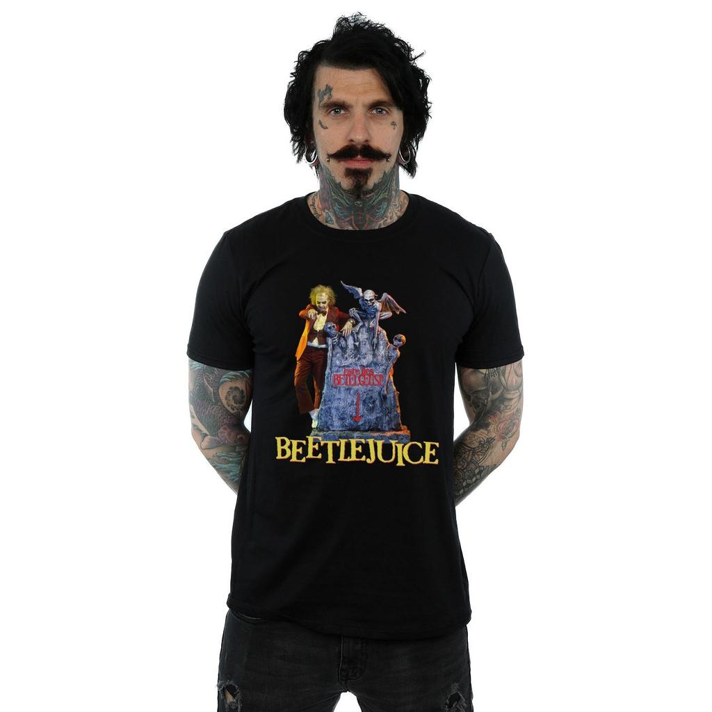 Beetlejuice Herren-T-Shirt „Here Lies“.