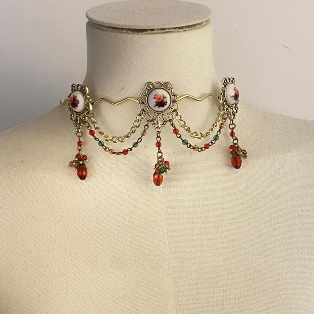 Elegant Teardrop Tassels Necklace Featuring Vintage Rose Designs Jewelry Accessory for Trendy Women Stylish Outfits