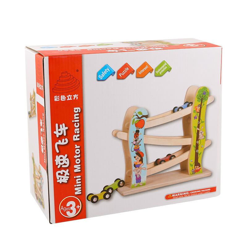 Children's Educational Early Education Wooden Toys Track Glide Educational Inertia Toys Three-Layer Ladder Toys