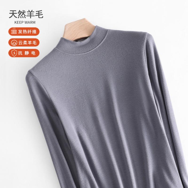 

Женская базовая футболка из шерсти тенсел, полуводолазка, шерстяной свитер с длинным рукавом, для ношения снаружи, с тонким свитером внутри L серый