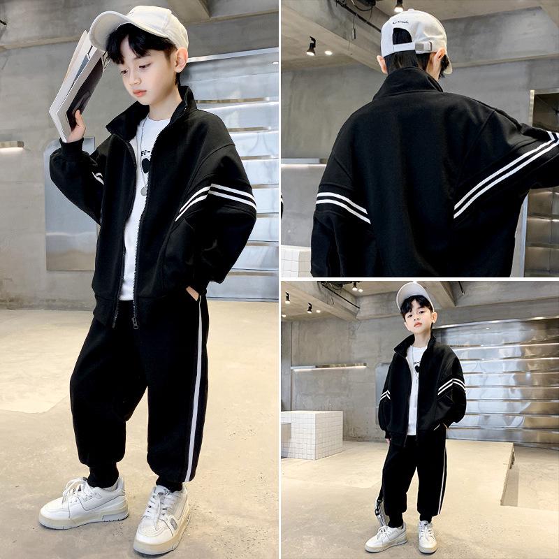 Boys' Spring & Autumn 2025 Stylish Baseball Uniform Sweatshirt Set - Medium & Large Casual Two-Piece