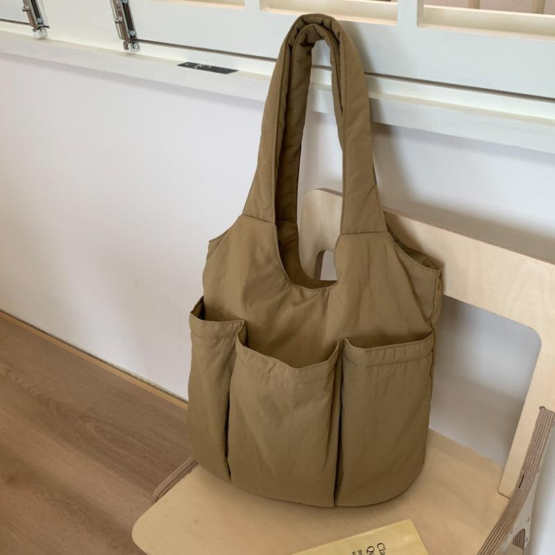 Canvas large-capacity tote bag women's new multi-pocket commuter shoulder bag to work portable tote bag