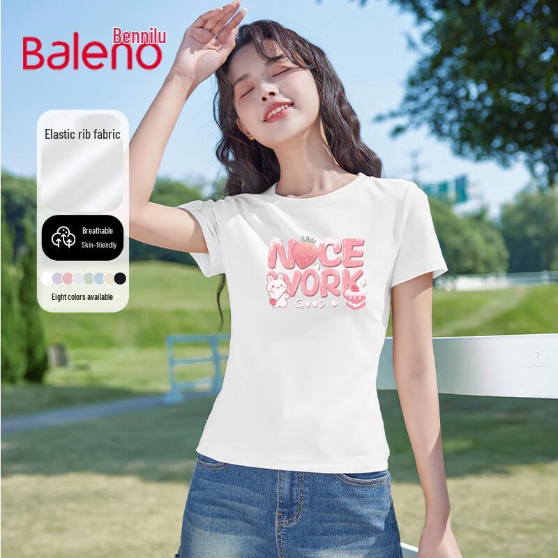Baleno Women s Slim Fit Short Sleeve Round Neck T-Shirt S