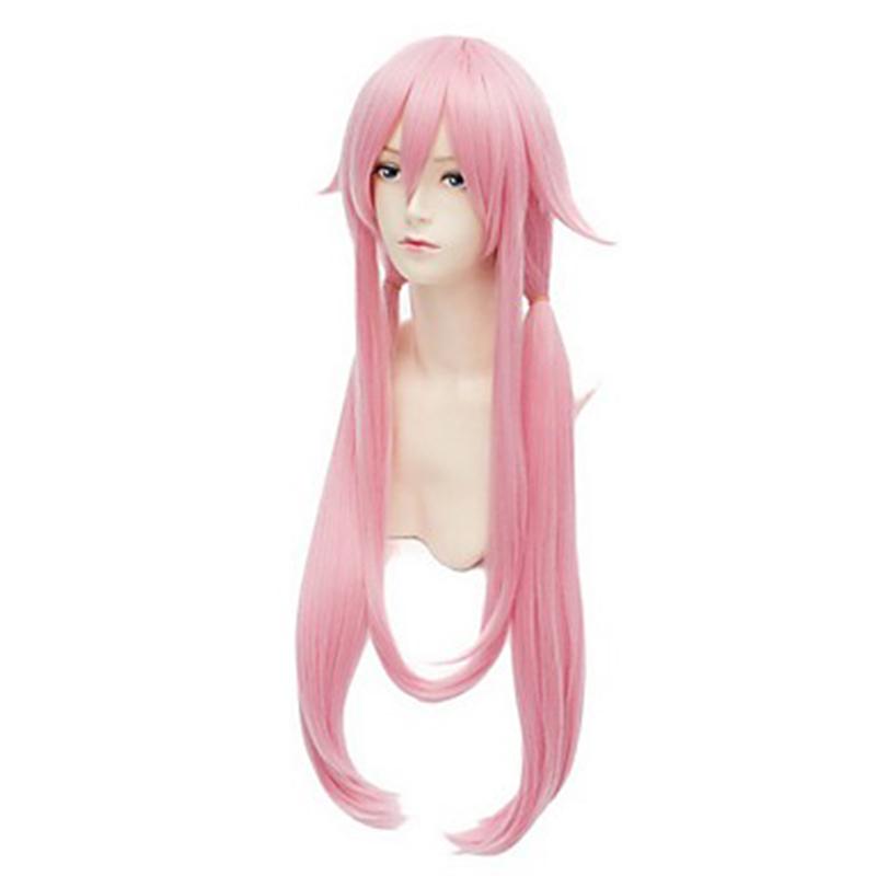 Synthetic Hair Pink Long Straight Heat Resistant Fiber Wigs The Future Diary Gasai Yuno Cosplay Wig