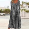 2025 Grenzüberschreitendes europäisches und amerikanisches Herbst-Blumen-Maxikleid mit langen Ärmeln