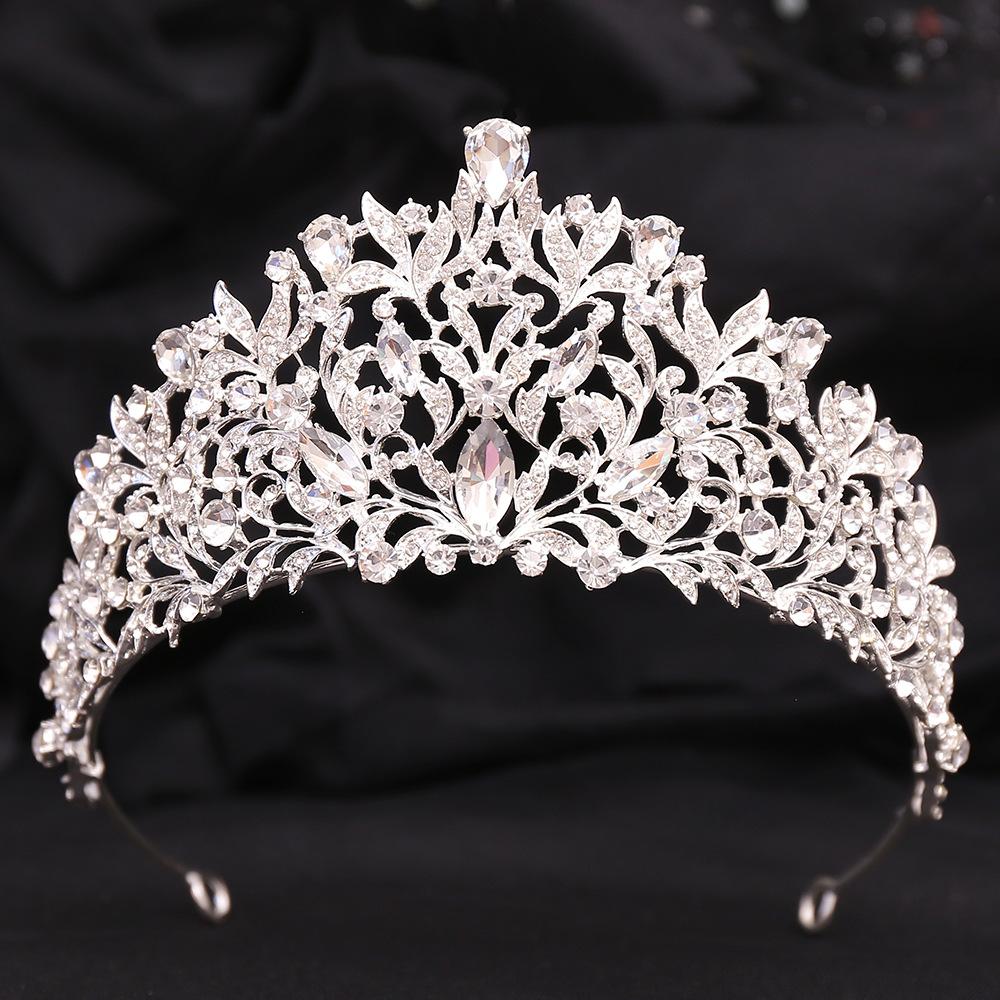 Beauty Pageant Baroque Bridal Crown Red Crystal Alloy Electroplated Wedding Headband Hair Accessories