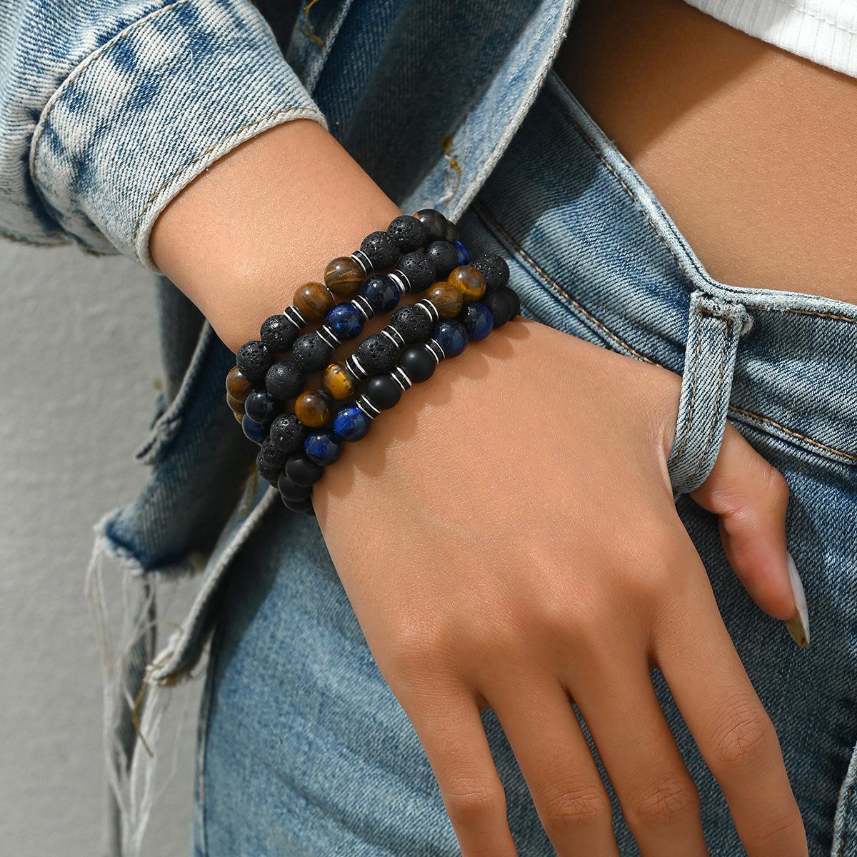 

Простой геометрический новый браслет унисекс из бисера, персонализированный набор браслетов из натурального камня с несколькими дизайнами