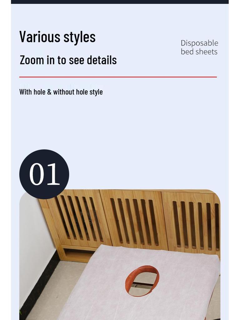 Disposable Waterproof & Oil-proof Beauty Bed Sheets with Hole - 100-Pack