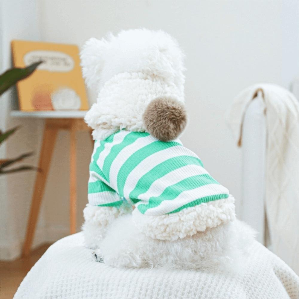 Thickened Dog Hooded Sweatshirt Warm Dog Striped Coat Cute Pet Hooded Jacket  Walking