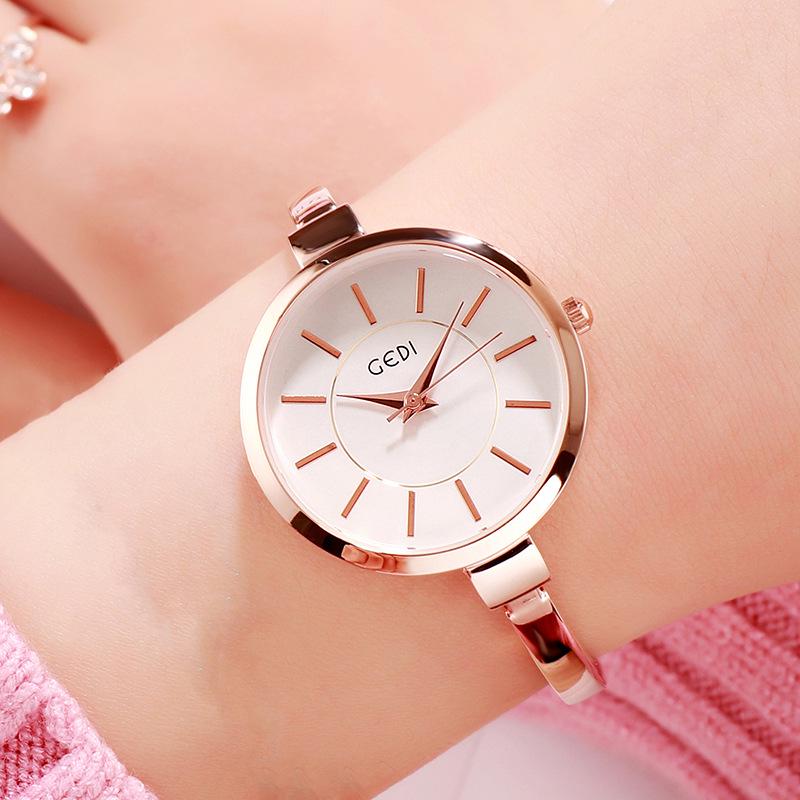 Gedi Women's Luminous Waterproof Bracelet Watch - Large Dial, Simple & Exquisite Design