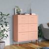 VidaXL Chest of Drawers Pink 80x35x101.5 Cm Steel