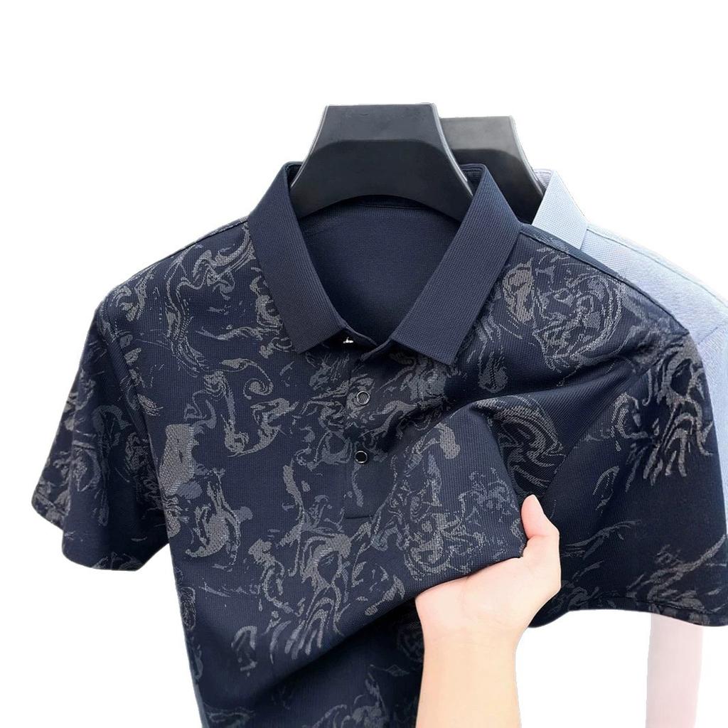 Polo Masculino Gelo Estampado Manga Curta Moda Verão Casual Camiseta