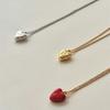 Korean Niche Hammered Meteorite Enamel Necklace with Red Heart Pendant