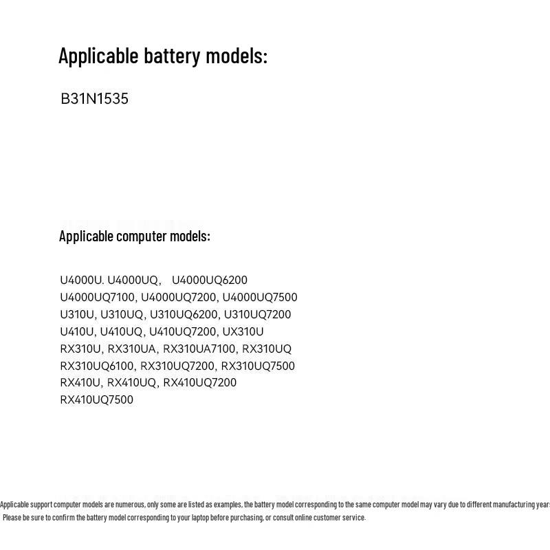 Llano Replacement Laptop Battery for Asus B31N1535 Series