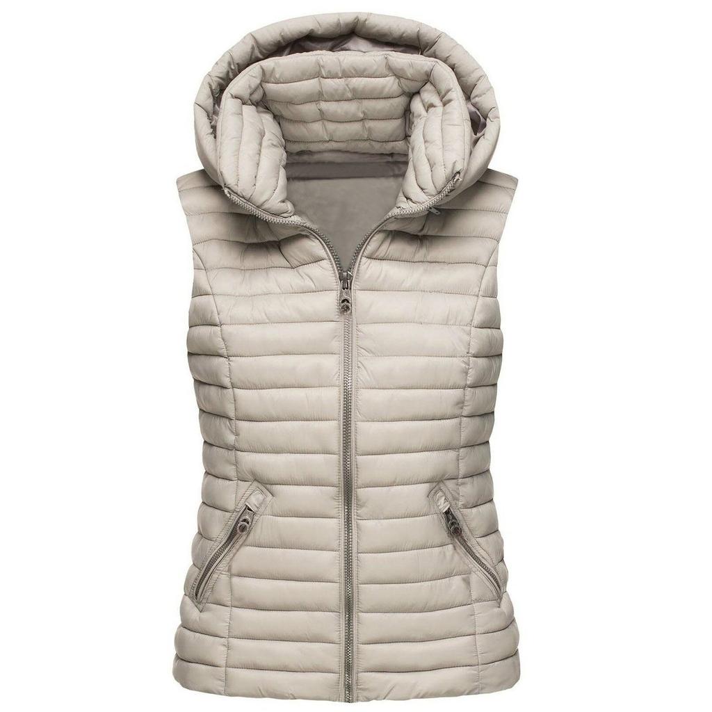 Vestă din bumbac cu fermoar, la modă pentru femei, de culoare solidă. Jachetă din bumbac fără mâneci