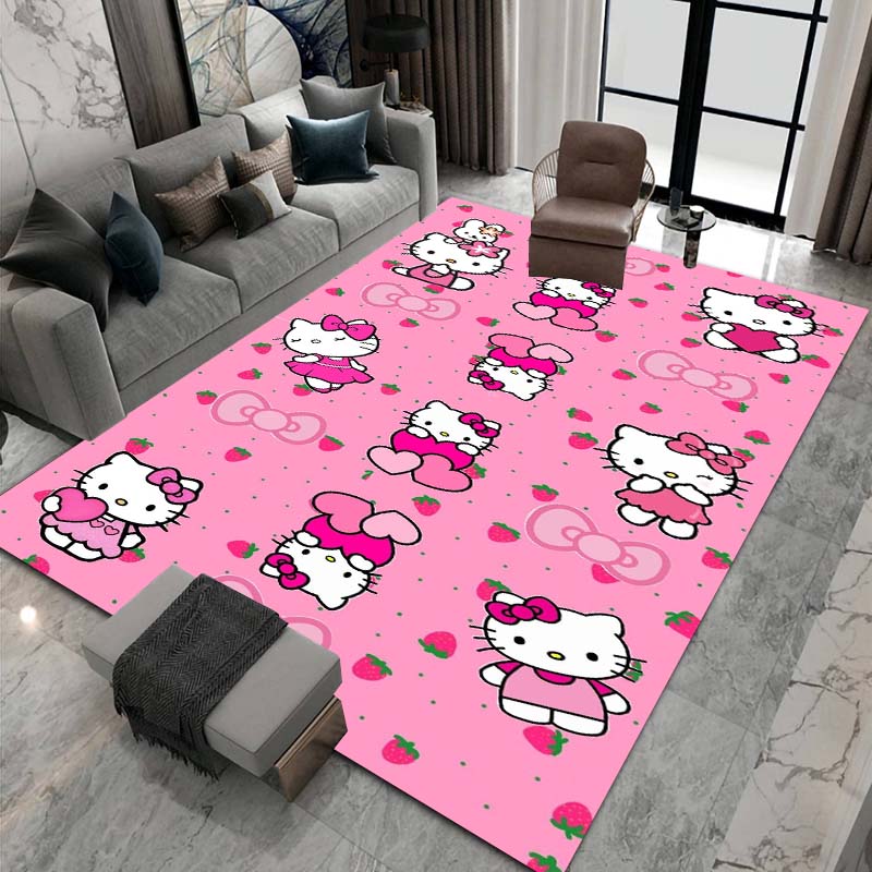 3DHello Kitty Cartoon Character Non-slip Rug for Living Room, Suitable for Bedrooms, Playrooms, Sofas, Home Decor Doormats.6