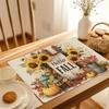 Rectangular Placemats for Kitchen and Dini 4pcs Set of Sunflower "Hello Fall" Printed Placemats - Natural Atmosphere Table Mats