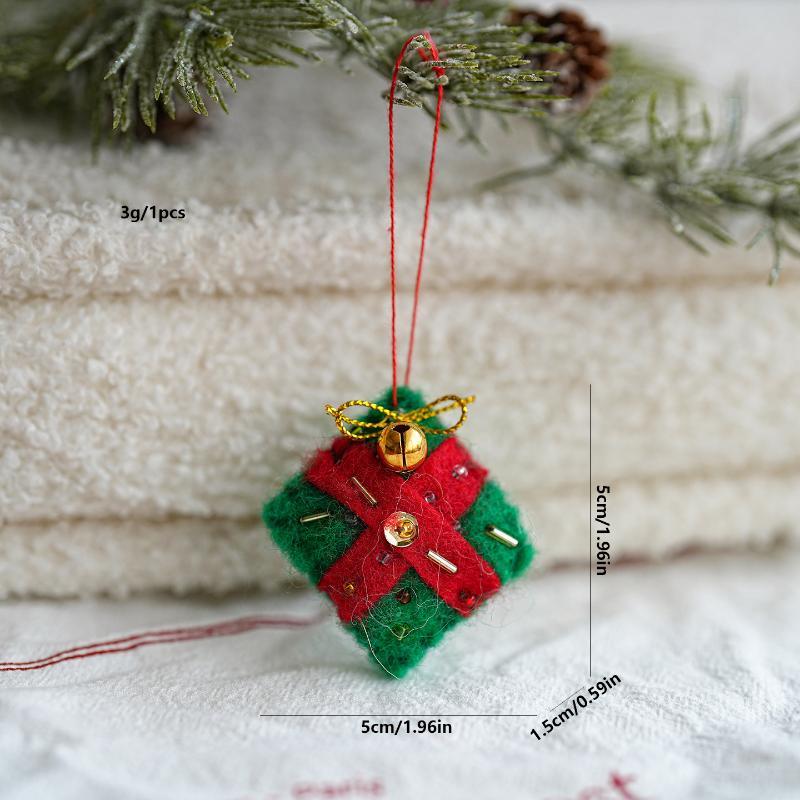 Handmade Felt Christmas Ornaments Cute Festive Designs Shiny Bead Accents For Xmas Tree Home Holiday Decorations