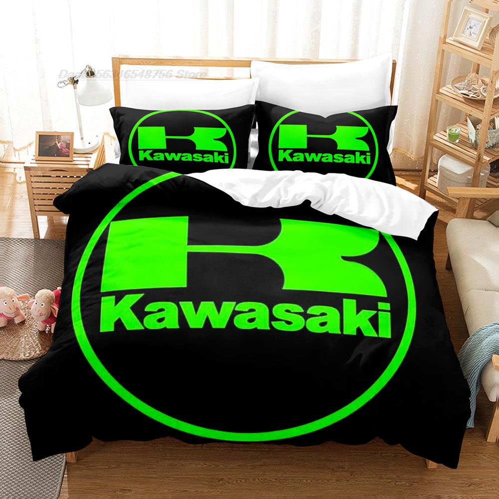 

Постельное белье Kawasaki Односпальное Полуторное Двуспальное Евро Евро-Макси Размер Постельного Белья Взрослые Детская Спальня Комплекты с Пододеяльником 3D Печать Крутой Дикий Мотоцикл EU Single(135x200cm)