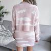 Women Autumn Winter Two Piece Suit Printed Knit Sweater Skirt Cover Sizes S to L Hip