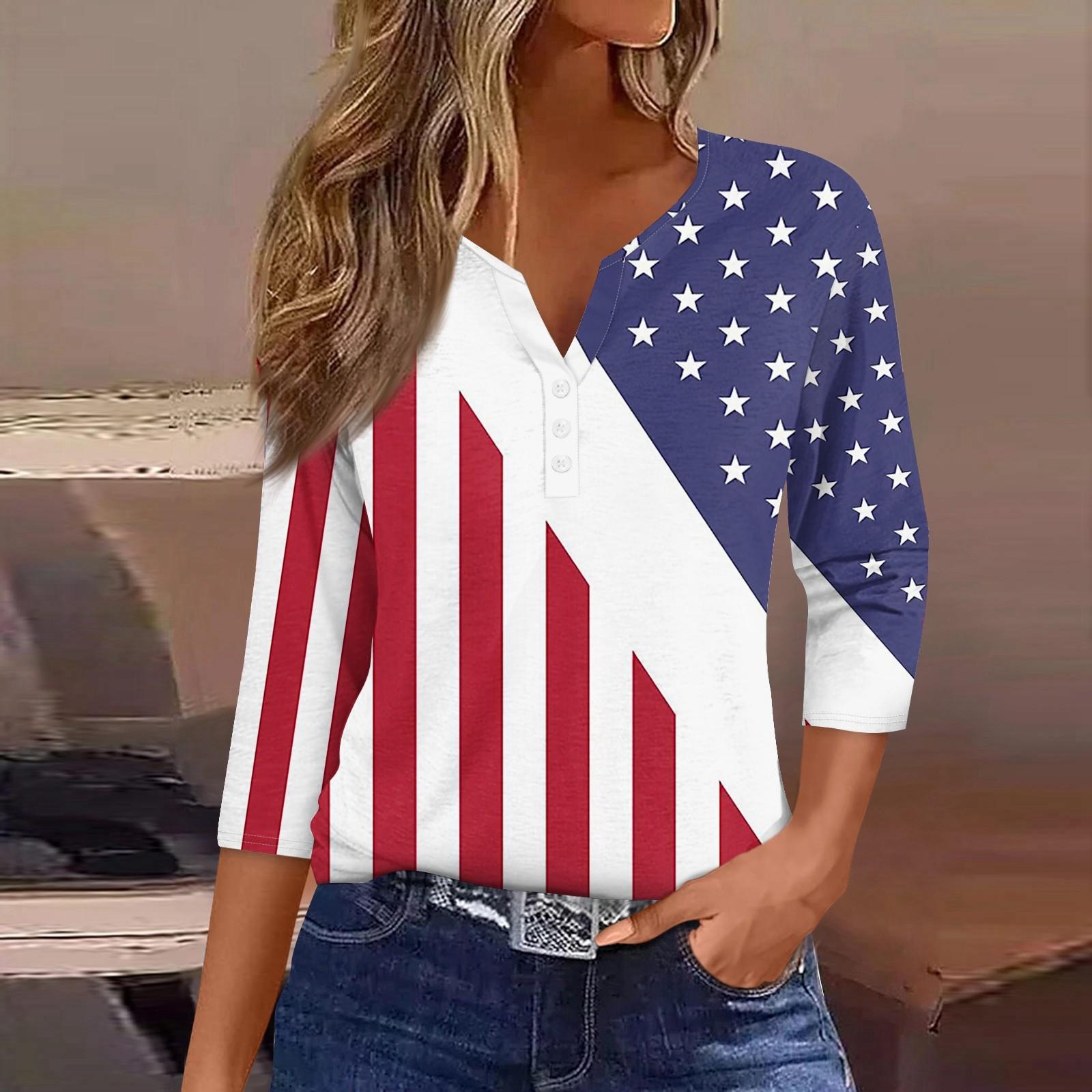 

Жен. Футболка Футболка С принтом Пуговицы Рукав 3/4 Повседневные Выходные Мода Классический Классический V-образный вырез Обычный Верх S винный