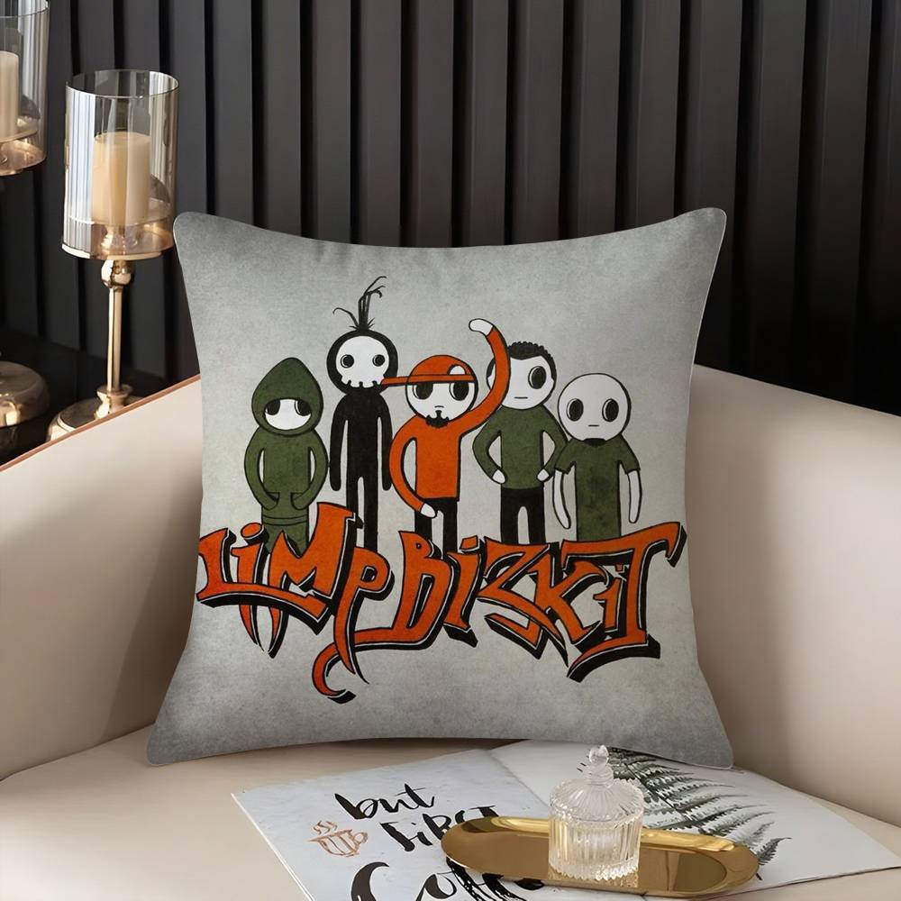 L-Limp Bizkit Music Pillow Case Home Dorm Chair Back Short Plush Double-sided Printing Office Nap Time Cushion Cover