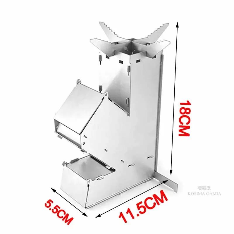 Kuchenka Polowa na Drewno Stal Nierdzewna Składana Piknikowa Kuchenka na Drewno Składana Rakietowa Kuchenka na Drewno Opałowe Do Wędrówek Pieszych Wędkarstwa Grillowania