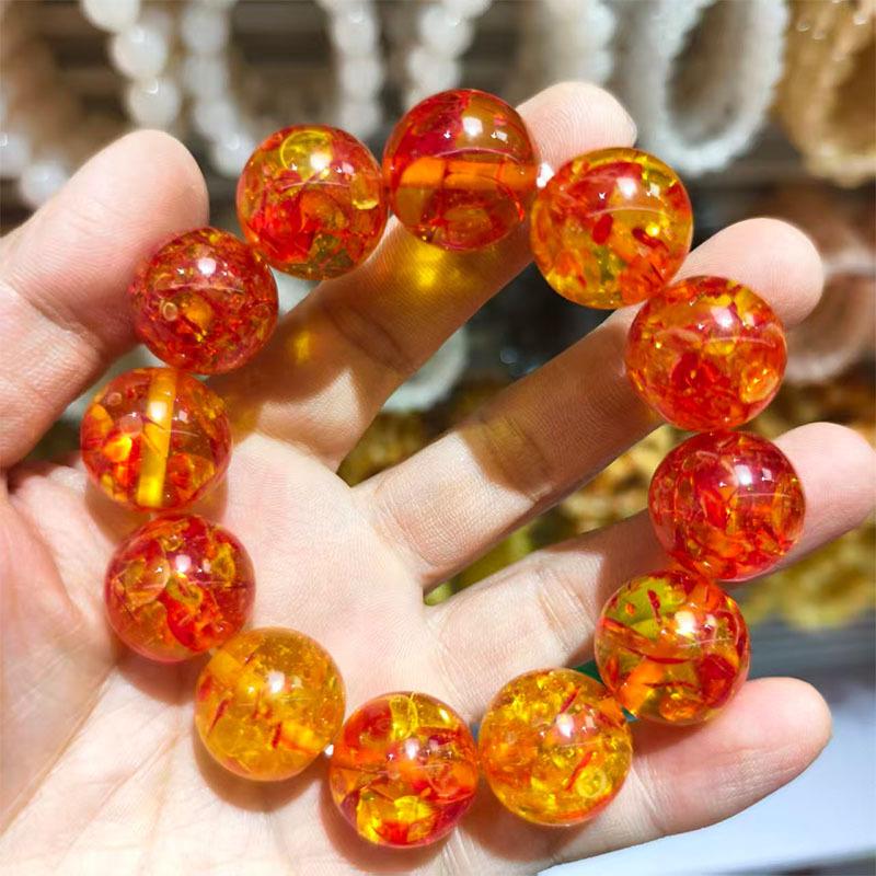 Second Generation Honeycomb Amber Flower Bracelet for Men and Women